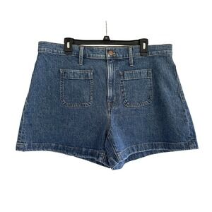 Madewell The Denim Emmett Shorts Patch Pocket Edition Medium Wash Womens Size 33